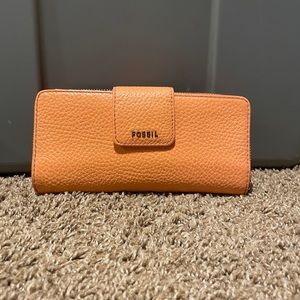 Coral/orange fossil wallet